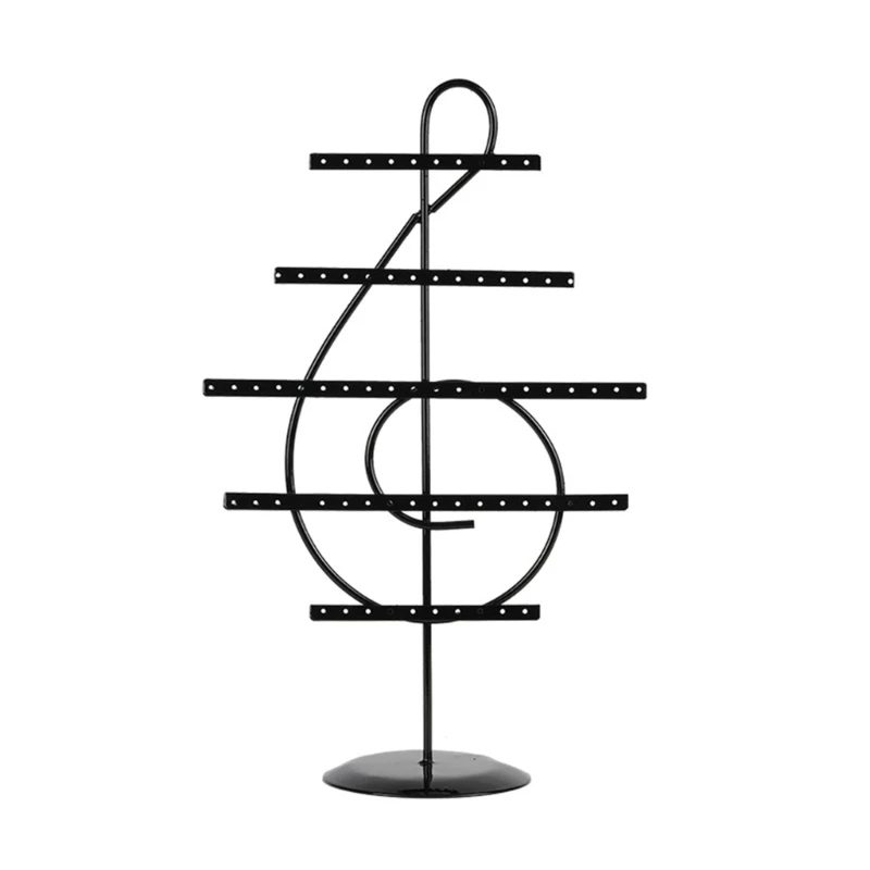 

5-Layer Necklace Display Stand Musical Note Iron Earrings Ear Studs Rings Rack Hanging Jewelry Showcase Rack