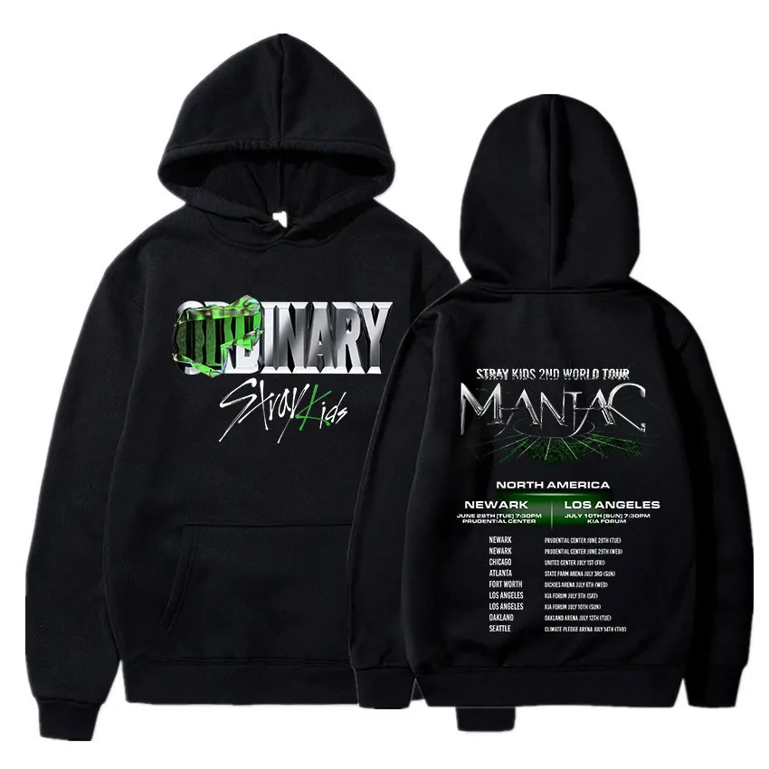 

Stray Kids 2nd World Tour Maniac Print Hoodies Kpop Streetwear Hoodie Men Women Oversized Sweatshirts Korean Fashion Pullover