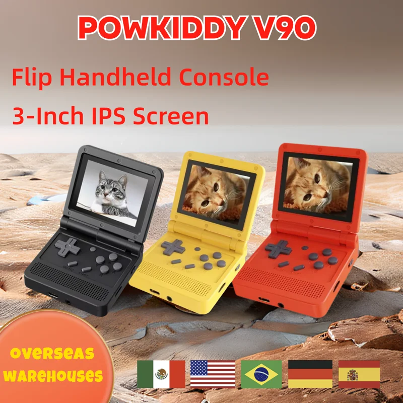 Портативная консоль Powkiddy V90 3-дюймовый Ips-экран игровая с открытой системой 16