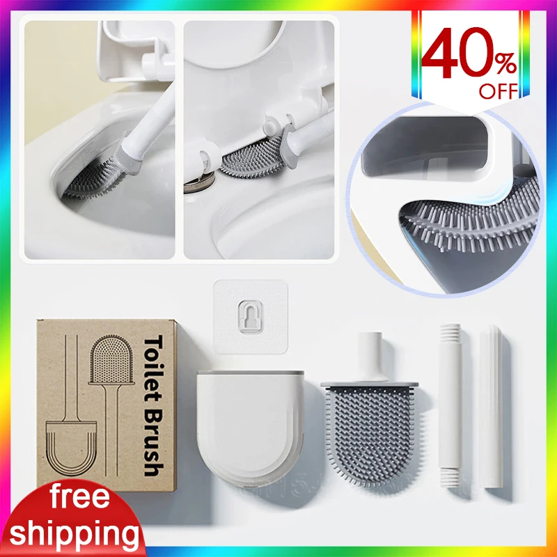 

Wall Mounted Magic Silicone Toilet Brush for Black Bathroom Anti-drain Toilet Brush Holder Cleaning Brush