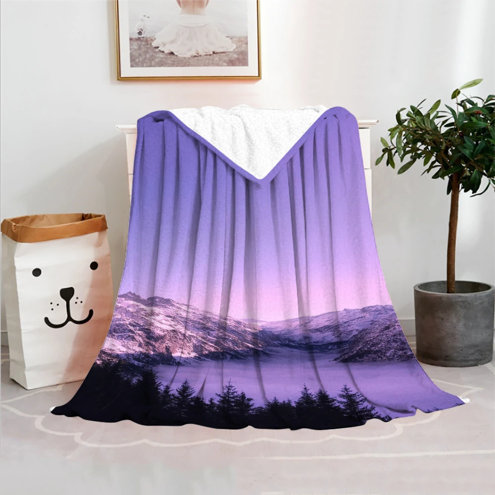 

Flannel Throw Blanket Soft Cozy Warm Sofa Bed Decor Kids Adults Camping Gifts Scenery Forest Starry Sky Hot Air Balloon Theme