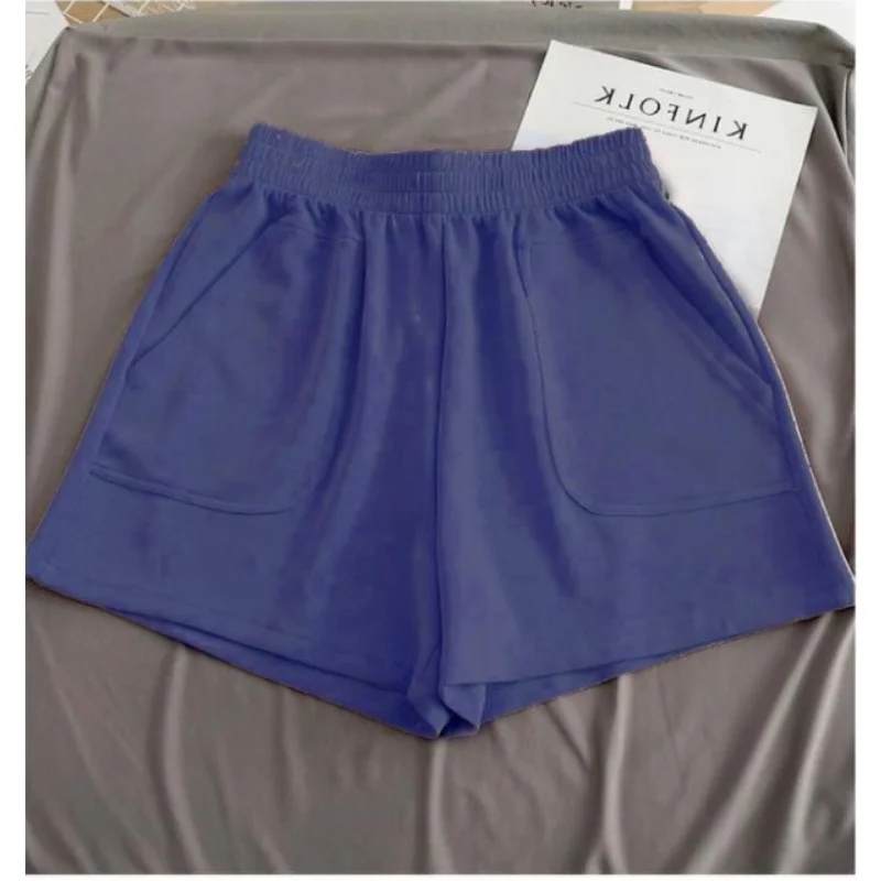 Solid Color Sports Shorts Women2023 Summer New High Waist Loose Showing Thin Wide Leg Pants Fashion Casual Biker Shorts Women