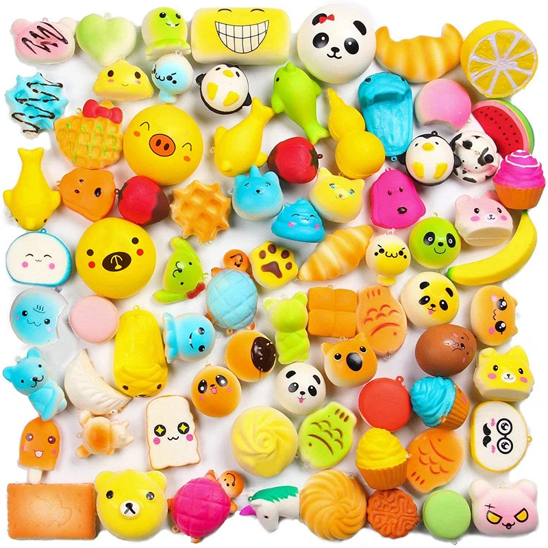 

Random Squishies Slow Rising Kawaii Simulation Lovely Decompression Toy Stress Reliever Ball PU Keychains Smooshy Mushy