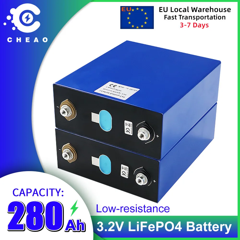 

3.2V Lifepo4 280Ah Battery 4/8PCS Rechargeable Lifepo4 Battery for DIY Backup system EU Local Warehouse TAX FREE Fast Shipping
