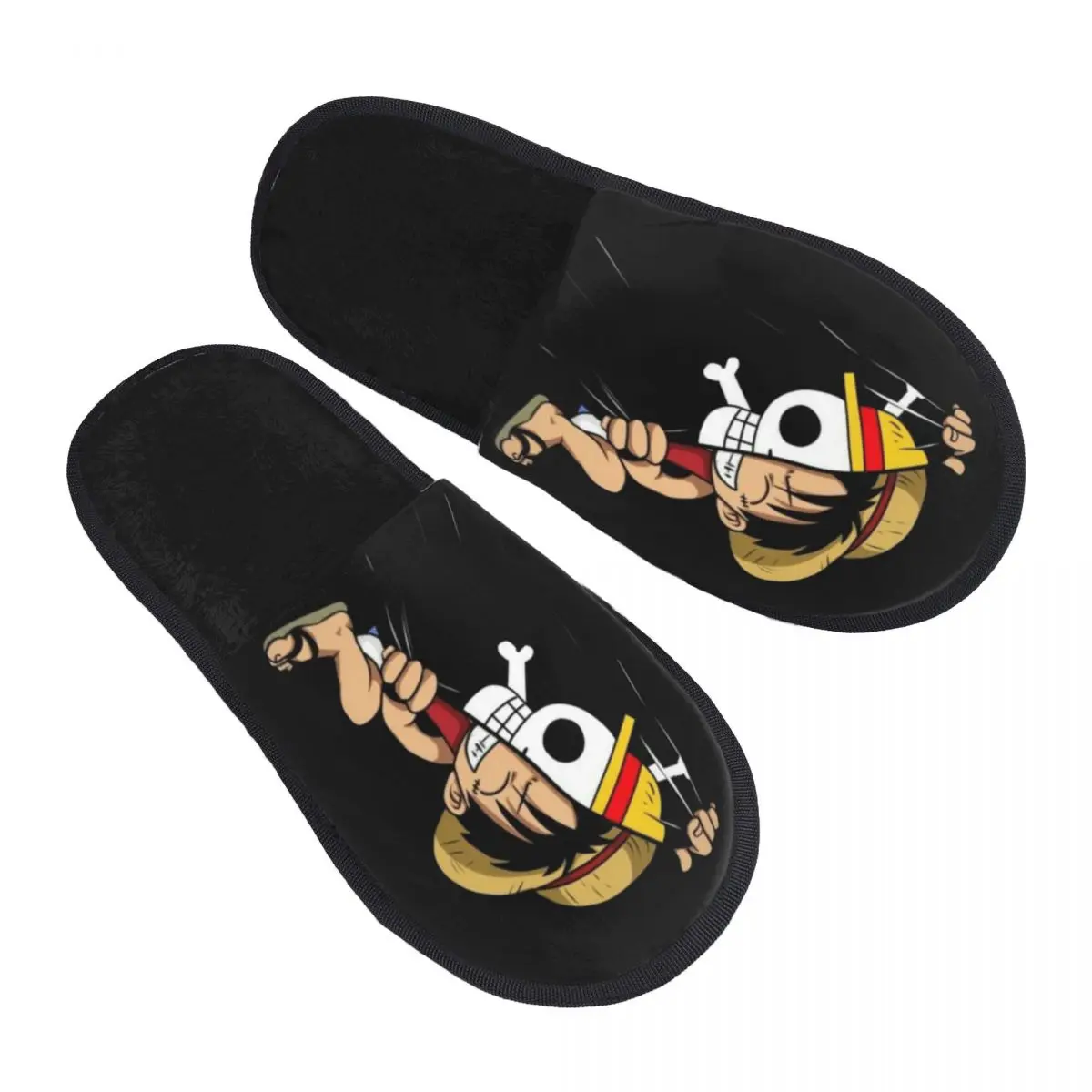 

One Pieces Cute Luffy House Slippers Women Soft Memory Foam Straw Hat Pirates Slip On Spa Slipper Shoes