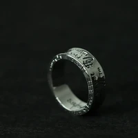silver rings women 925 sterling oxide plating engraved adjustable letter ring