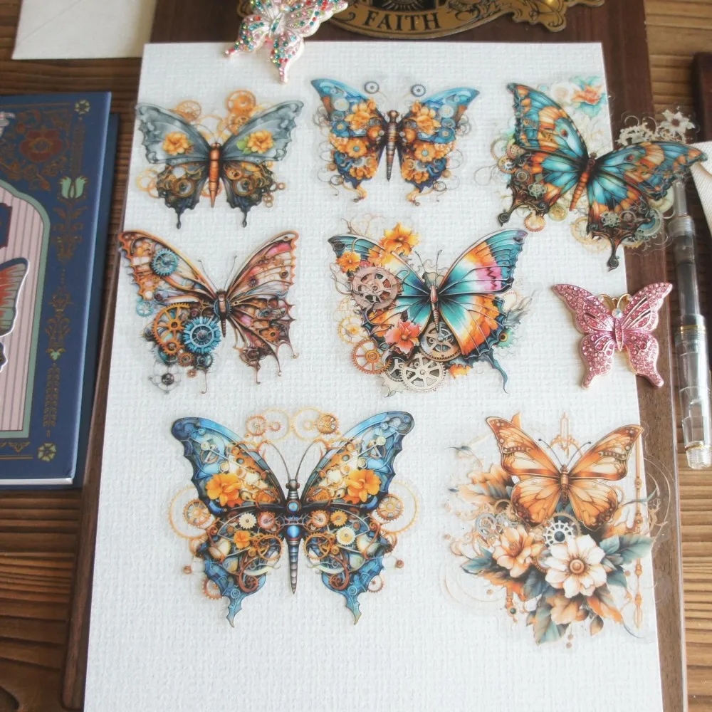 18 шт. механическая шестерня крылья дизайн бабочки ПВХ наклейка скрапбукинг