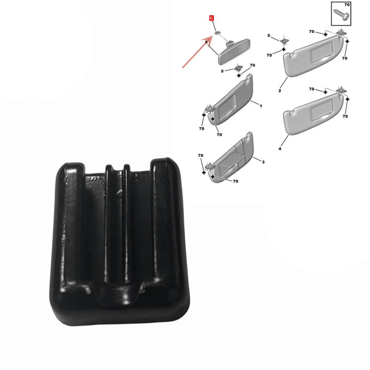 Основание для зеркала заднего вида в салоне автомобиля 815542 Peugeot 206 207 307 407 Citroen C2 C6