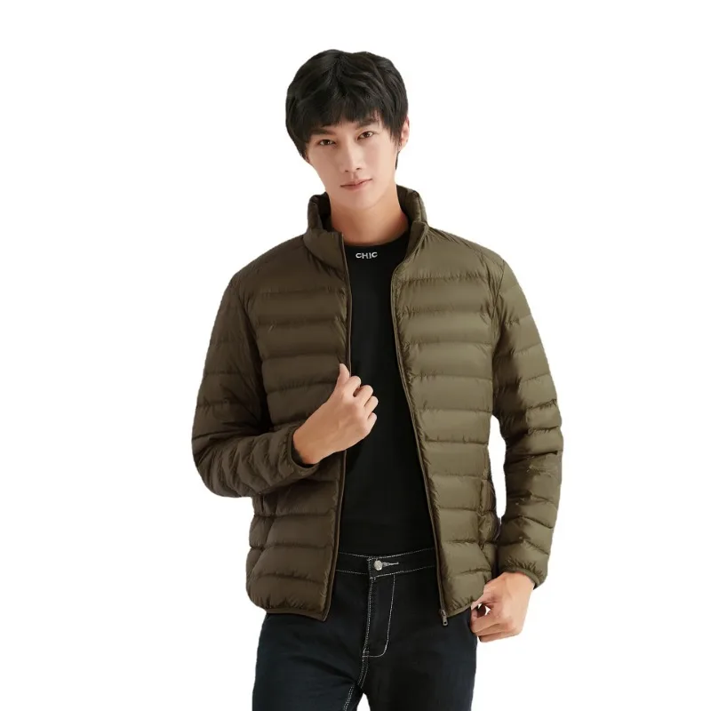 Мужская Зимняя Куртка Легкий Пуховик Повседневная Одежда С Воротником-стойкой