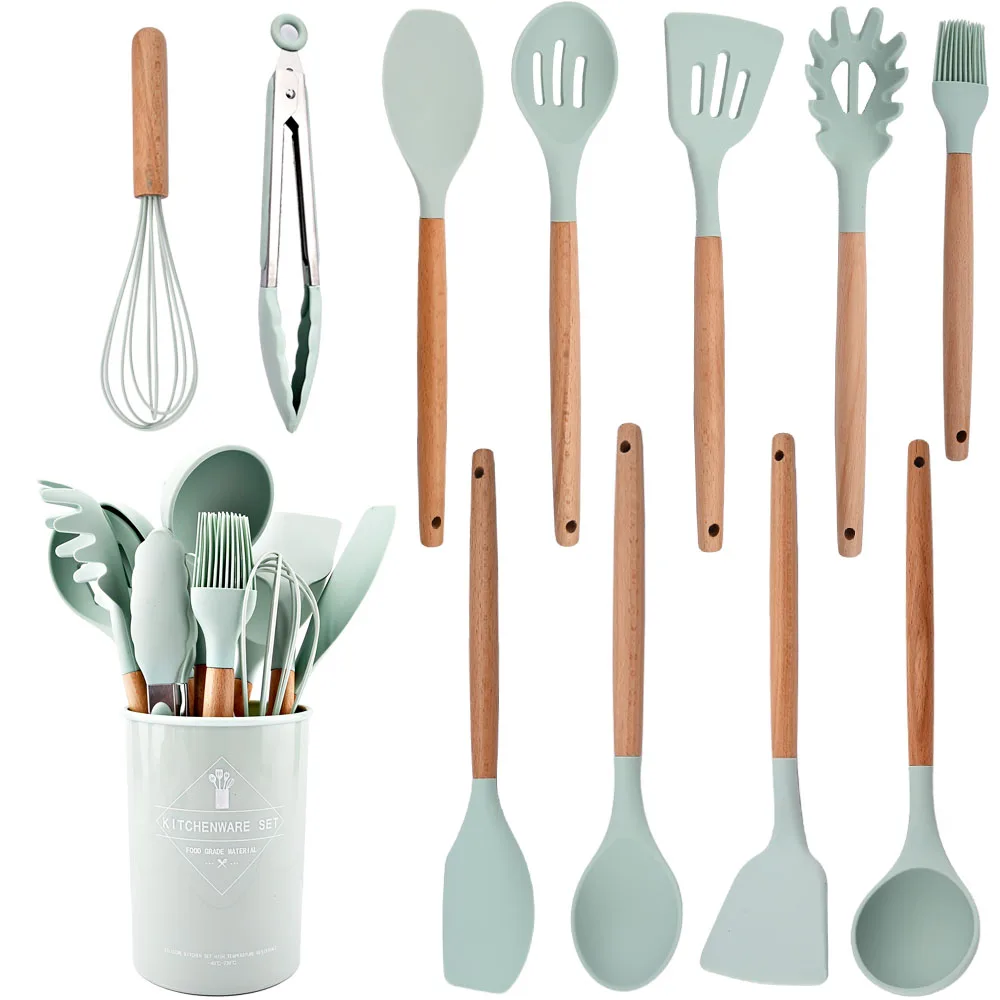 

Heat Resistant Silicone Kitchenware Cooking Utensils Set Kitchen Non-Stick Cooking Utensils Baking Tools With Storage Box Tools