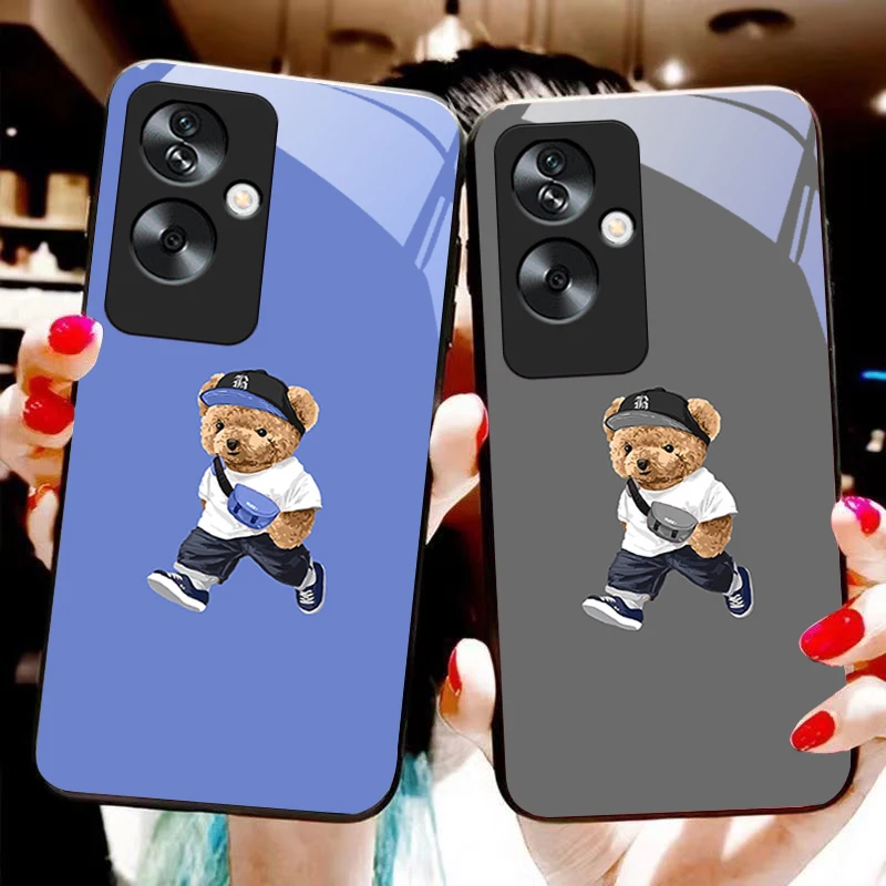 Рюкзак с медведем для Oppo A79 белый диагональ 58 78 74 60 4G Reno 11F Realme GT 6 11 Note 50 10 C55 X2