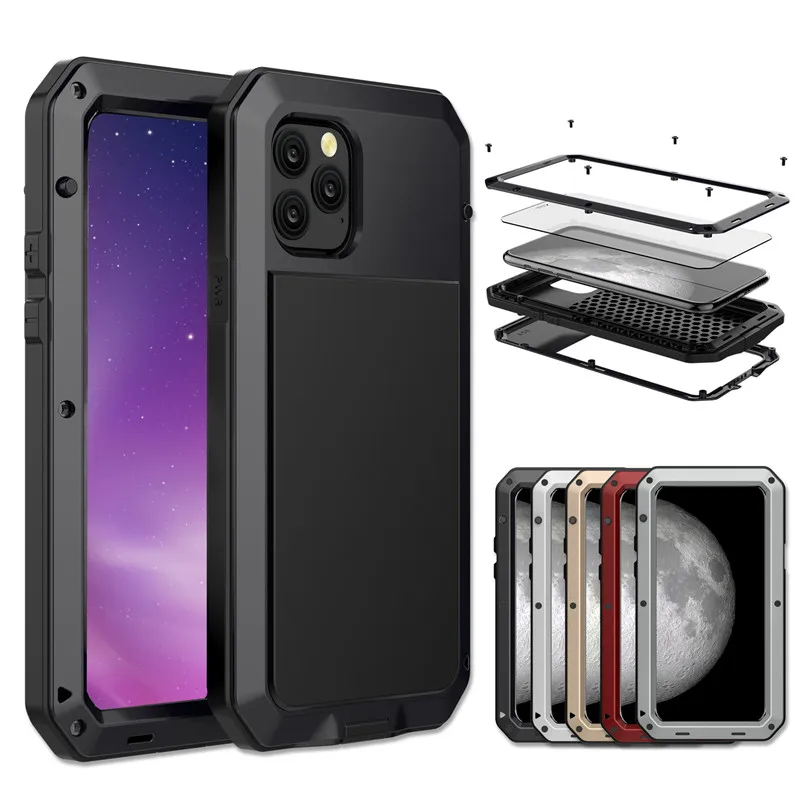 

Heavy Duty Metal Aluminum Phone Case for iPhone 12 11 Pro Max XR XS 6 6S 7 8 Plus X 5S SE 2020 Doom Armor Shockproof Case Cover