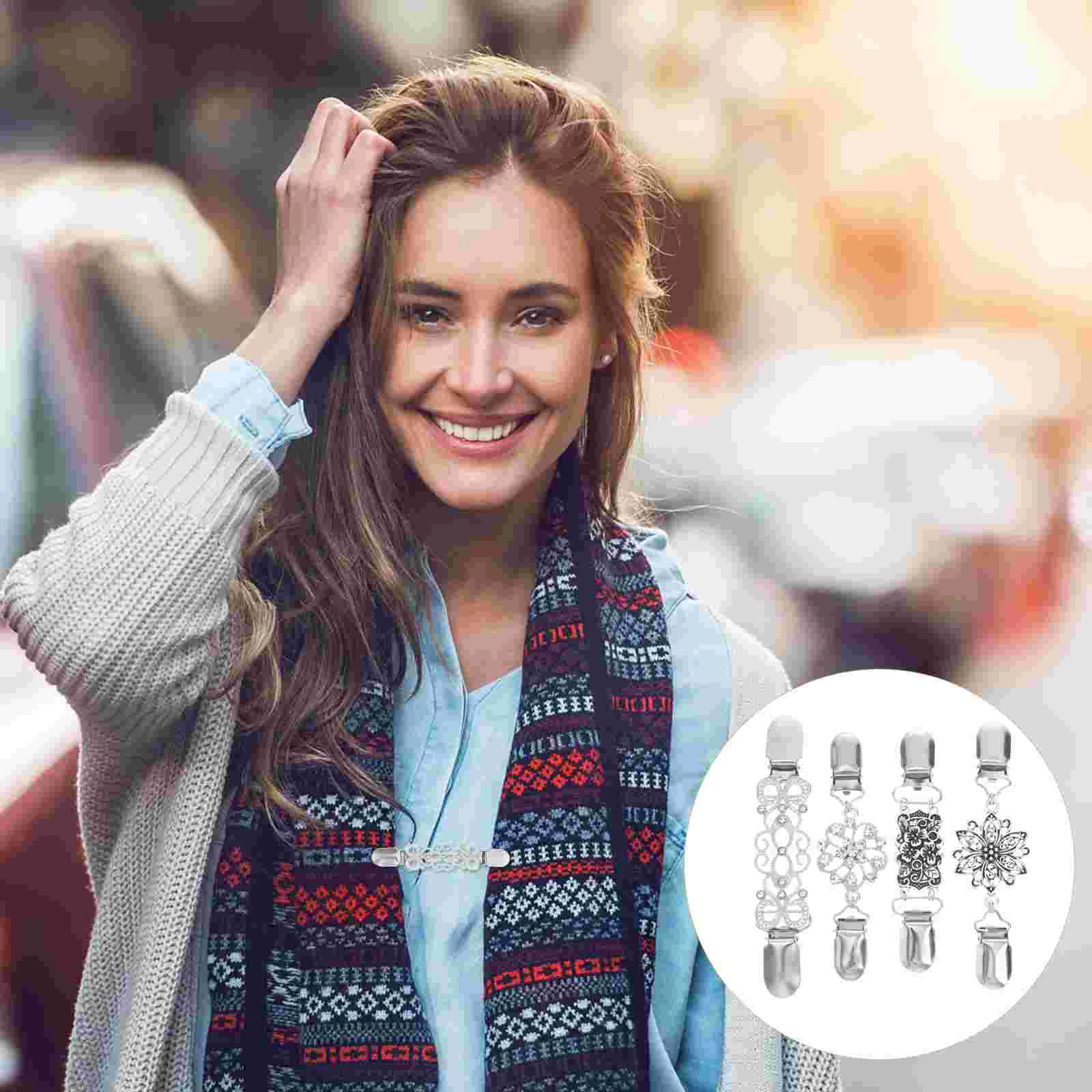 

Clip Sweater Clips Cardigan Chain Shawl Dress Women Collar Brooch Pin Shirt Cinch Vintage Scarf Clothes Retro Dresses Clothing
