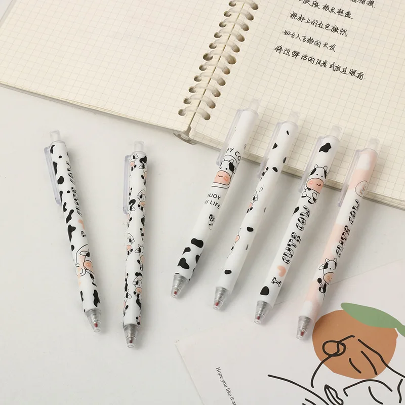 

New Dairy Cattle Push Gel Pen Cartoon Cute Good-looking Carbon Pen Bullet