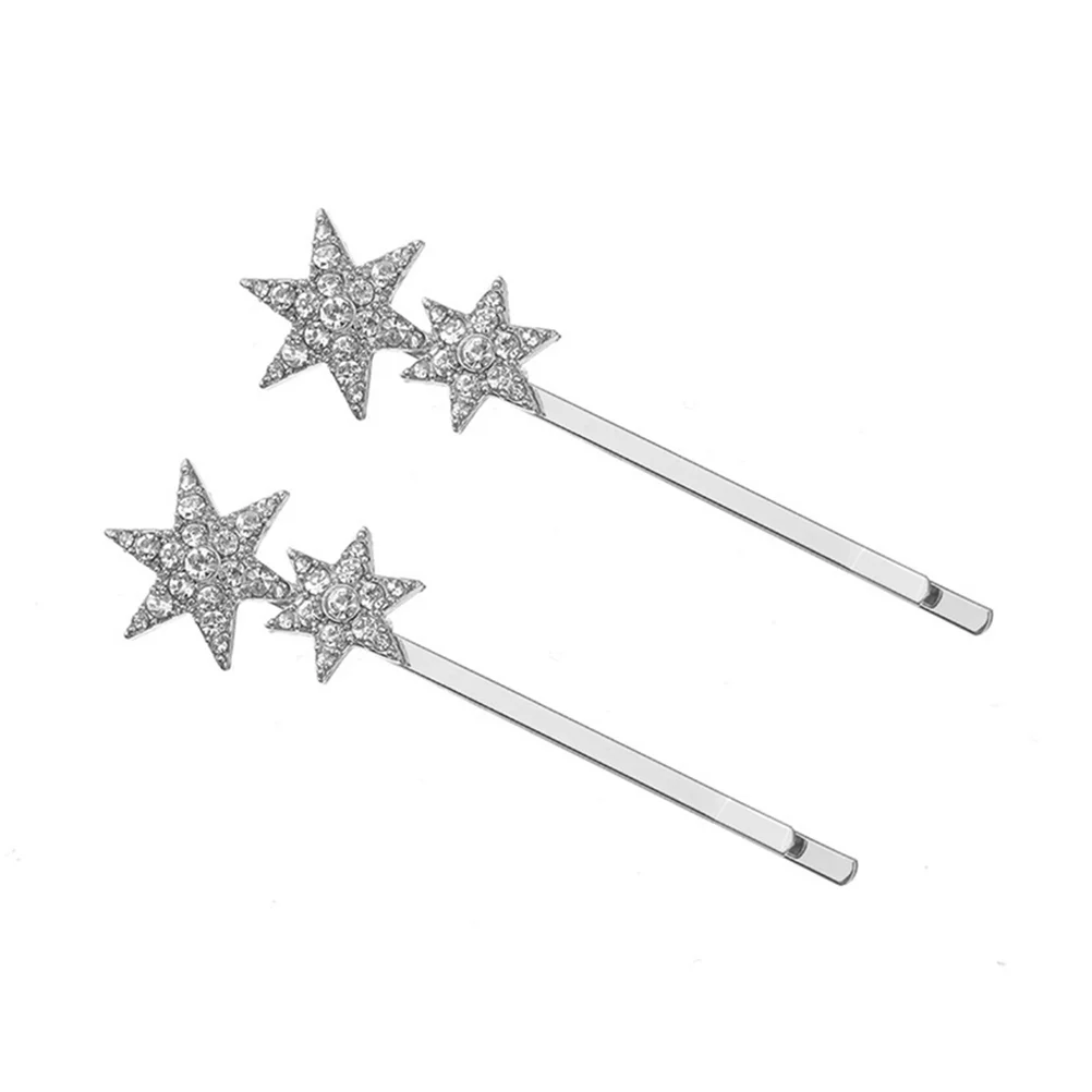 

2 PCS Crystal Star Hair Hair Clips Metal Rhinestone Star Hair Metal Hair Claw Clips Rhinestones Star Hair Women