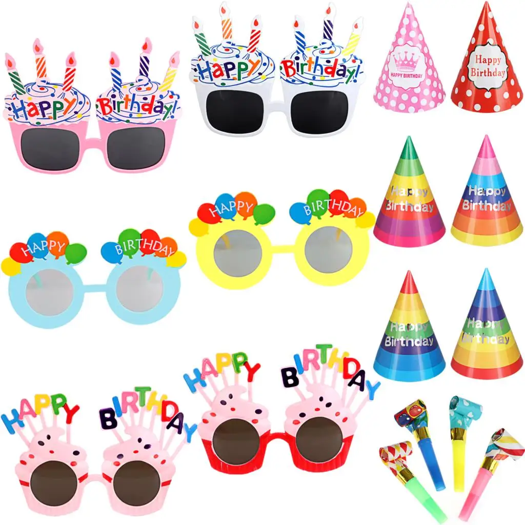 

6 Pack Happy Birthday Hats 6 Pack Happy Birthday Glasses Photography Props Glasses Birthday Party Adult Children Glasses