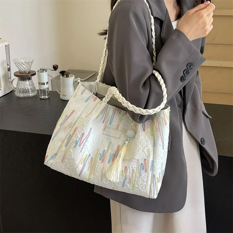 Женская Холщовая Сумка на одно плечо с ручками