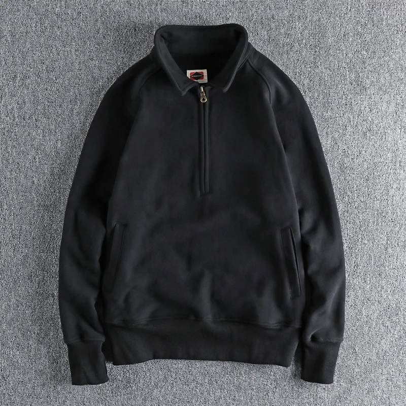 

color 2023 sweater Plush thickened men's solid half open collar Pullover coat fashion youth hoodies 1080