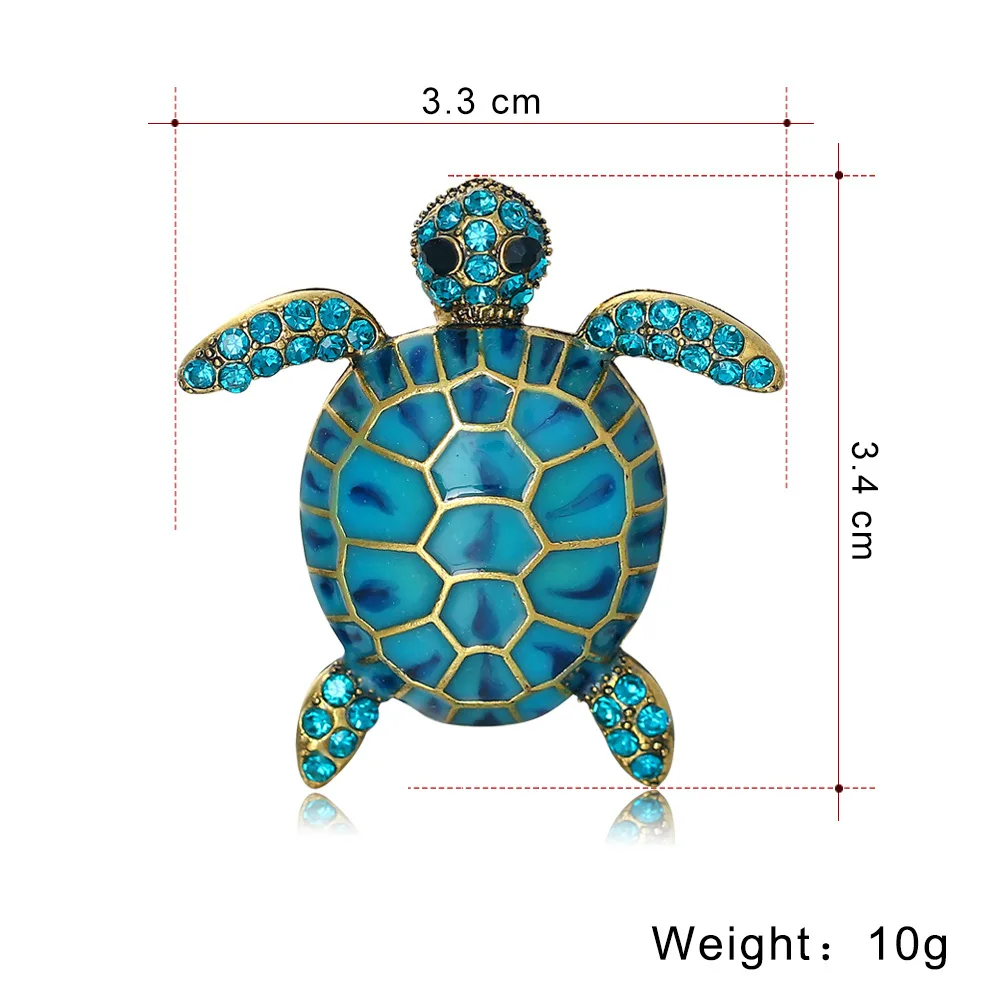 Diamond-Studded Turtle Brooches For Women Men Lovely Animal Party Casual Brooch Pin Gifts Drip Oil Charms Brooches Pin Accessory images - 6
