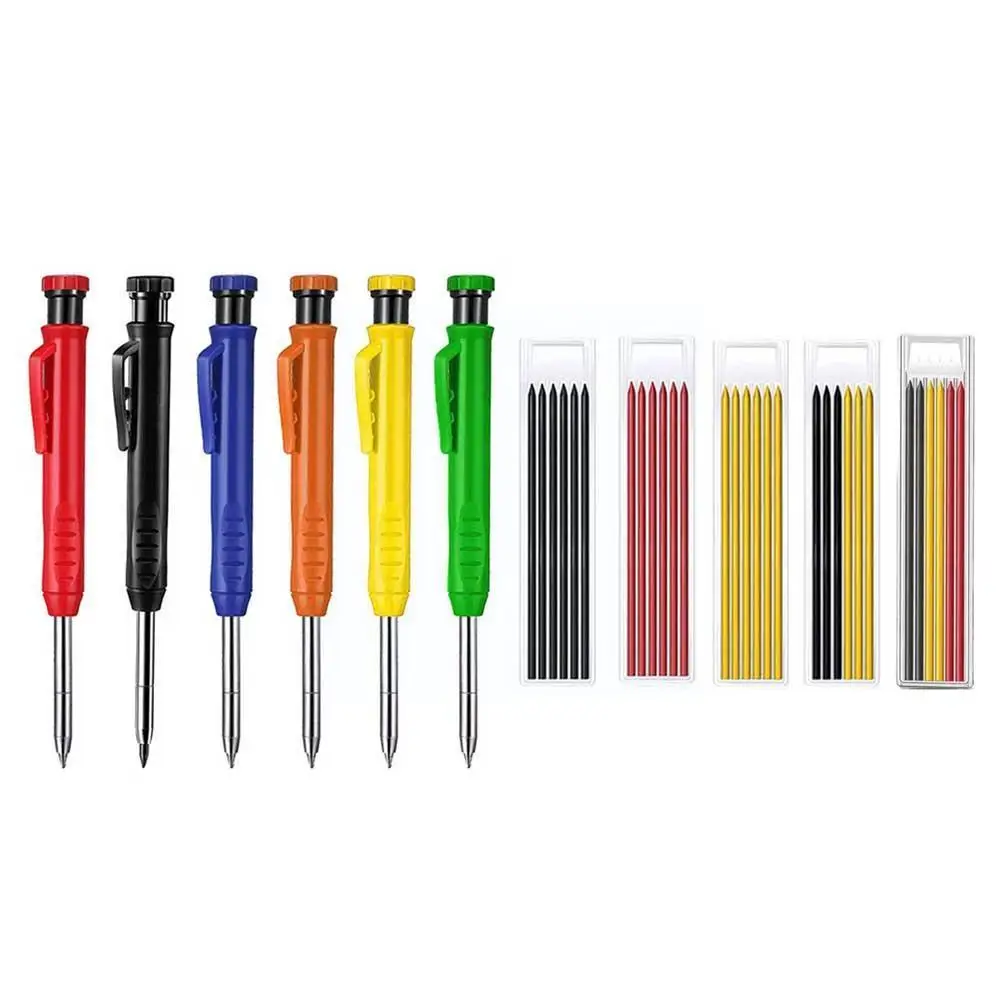 Карандаш для столярных работ с 6 заправляемыми наконечниками глубоких отверстий