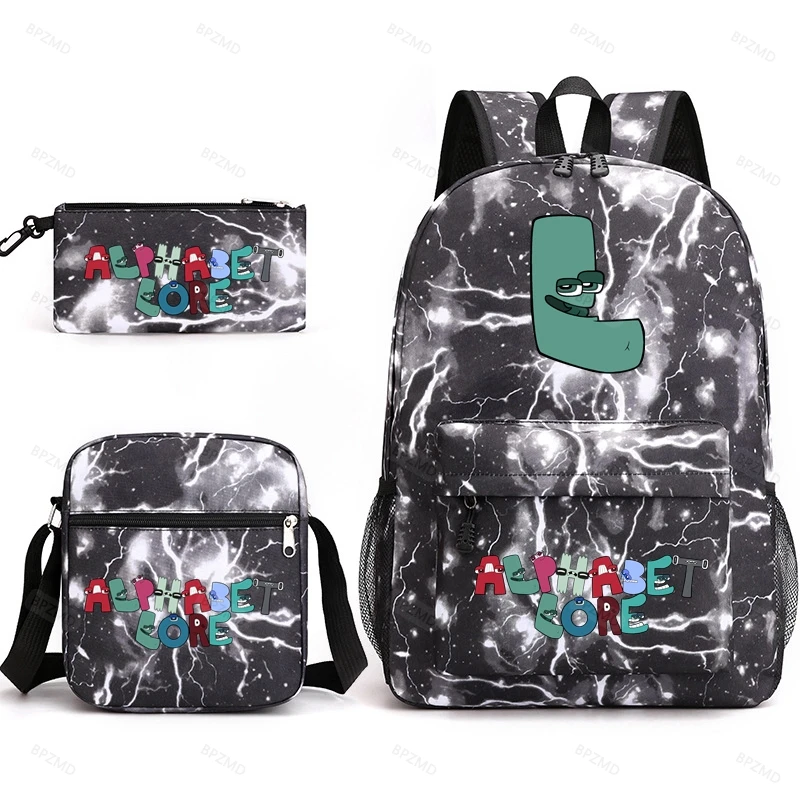 Anime Alphabey Lore Print Backpack for Boys Girls Student School Bag Multifunctional Causal Large Capacity Rucksack Kid Gift
