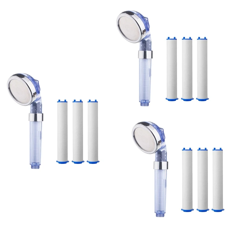 

3X High Quality Residual Removal PP Sediment Cartridge Filtered Shower Head Filter Pure Shower 3-Speed Water Outlet Mode