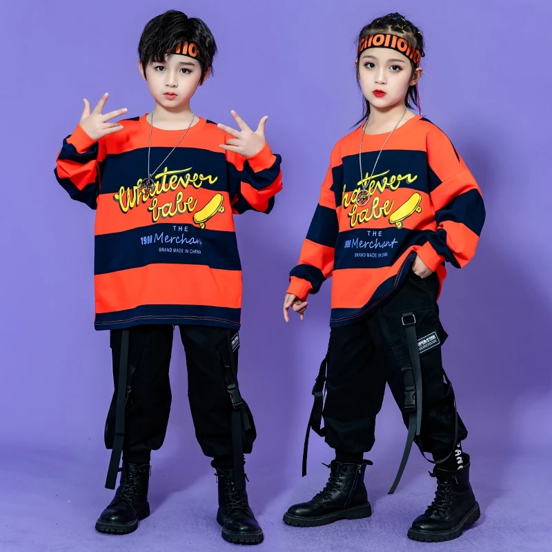 Спортивный костюм для мальчиков Свитшот в полоску рубашка оверсайз топ черные