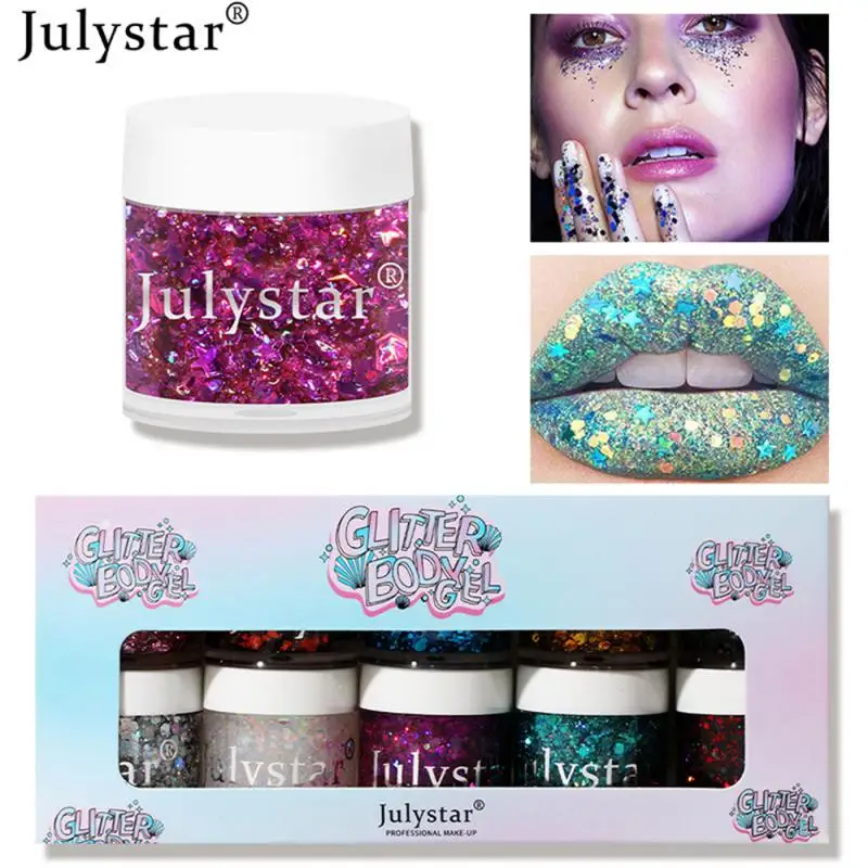 

Face Body Glitter Shimmer Shiny Sequins Festival Party Makeup Liquid Eye Shadow Colorful Sequins Gel 10pcs Set Face Makeup