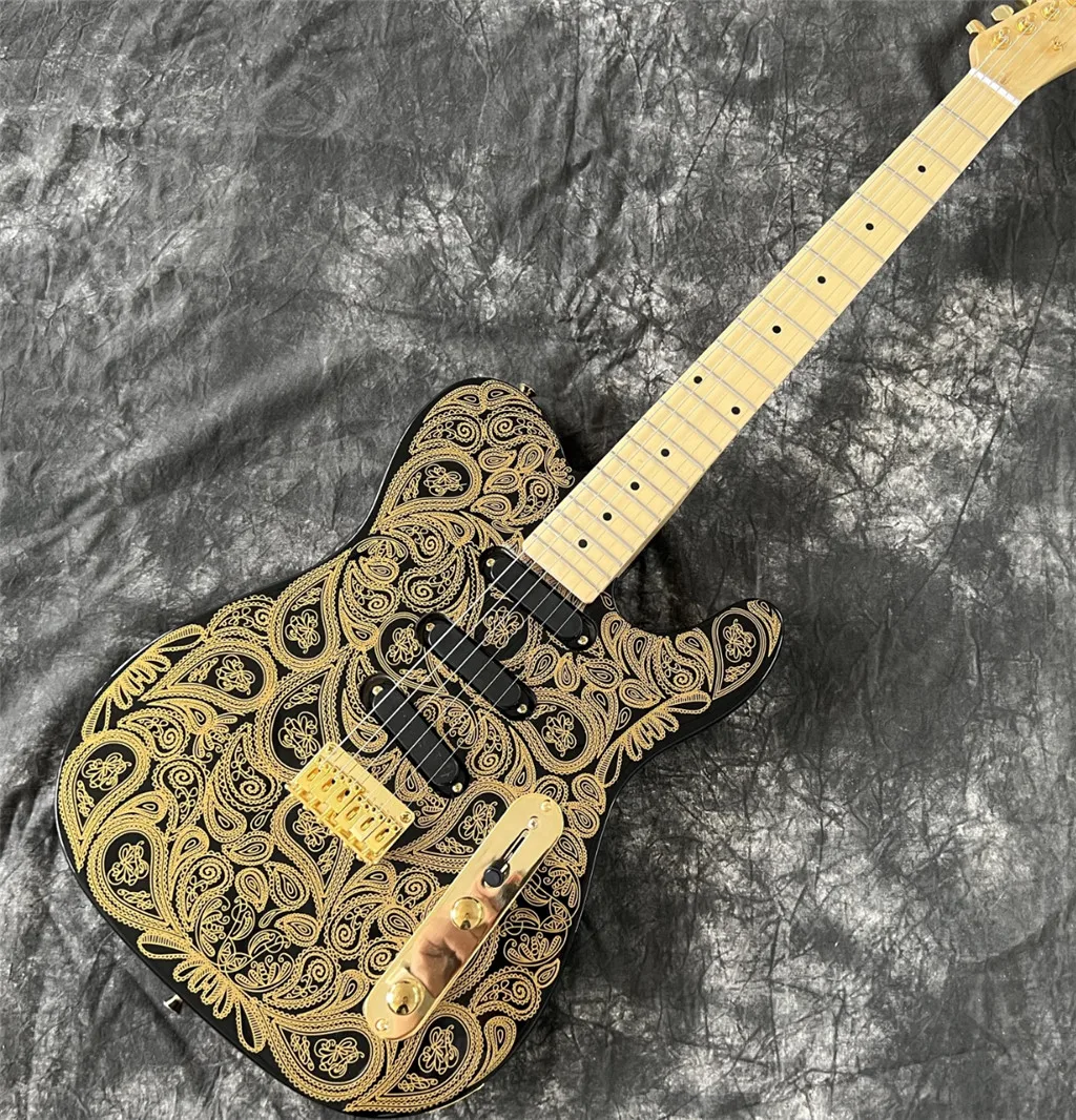 

New Arrival Custom eletric guitar with Water transfer printing top , gold color hardware , maple fingerboard , high quality