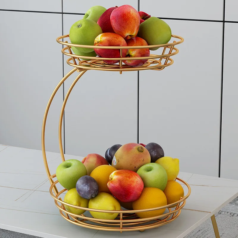 

2-Tier Fruit Basket Bread Bowl Vegetable Holder for Kitchen Countertop Detachable Vegetable Storage Fruit Stand