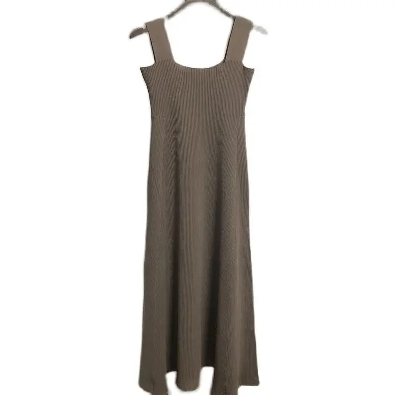 Spring and Autumn I-Shaped Collar Cami Dress Women Long Outer Wear Waist Hugging Slimming A Word Knitted Base Sweater |