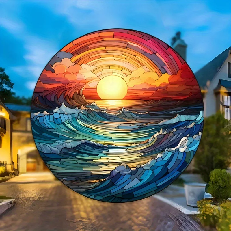 Статическая Липкая Наклейка На Окно дава До Сумерения С Видом Океан Для