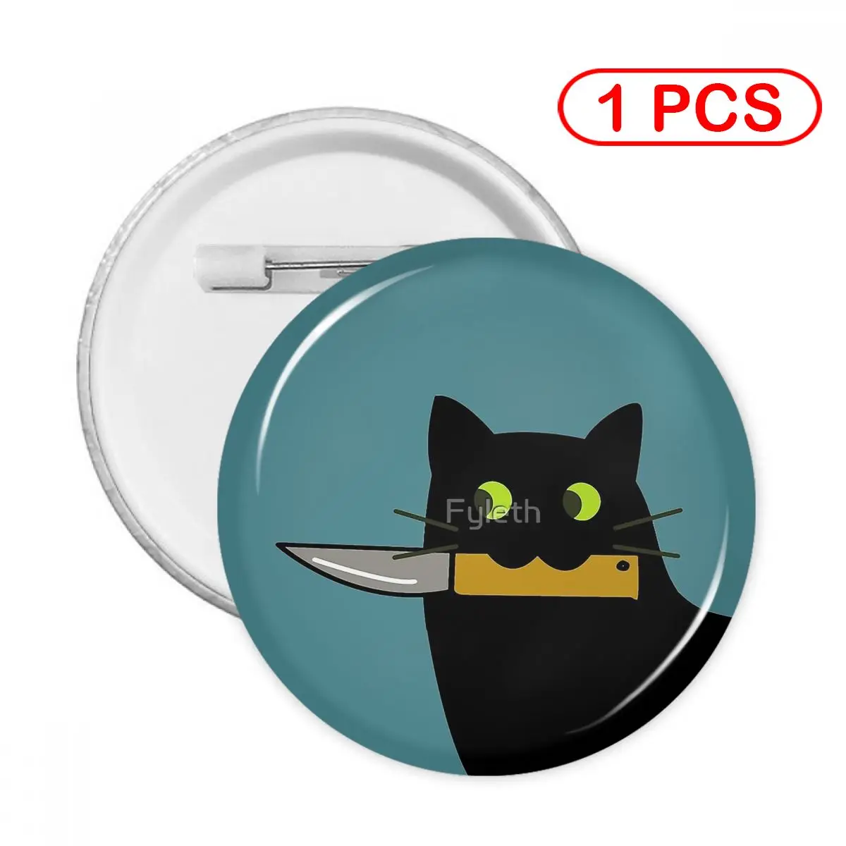 

Black Cat With A Knife Pins Creative Brooch Jewelry Decor Metal Pin Badge Girl Child Broche Button Clothes Gift