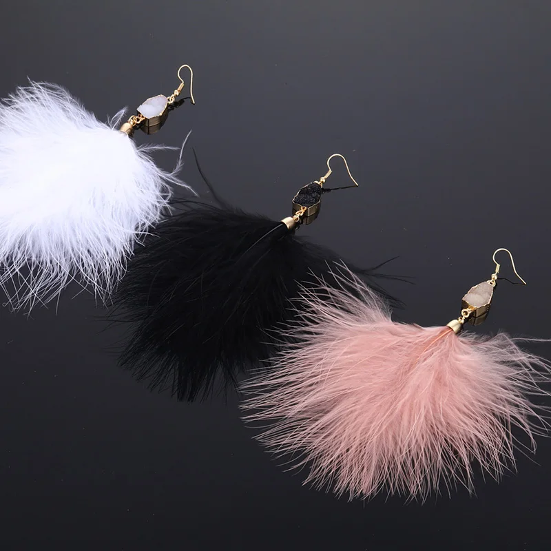 

Hot Sale Popular Earrings Female Long-style Feathers with Pendant Network Earrings New Fashion Exaggerated Personality Earrings