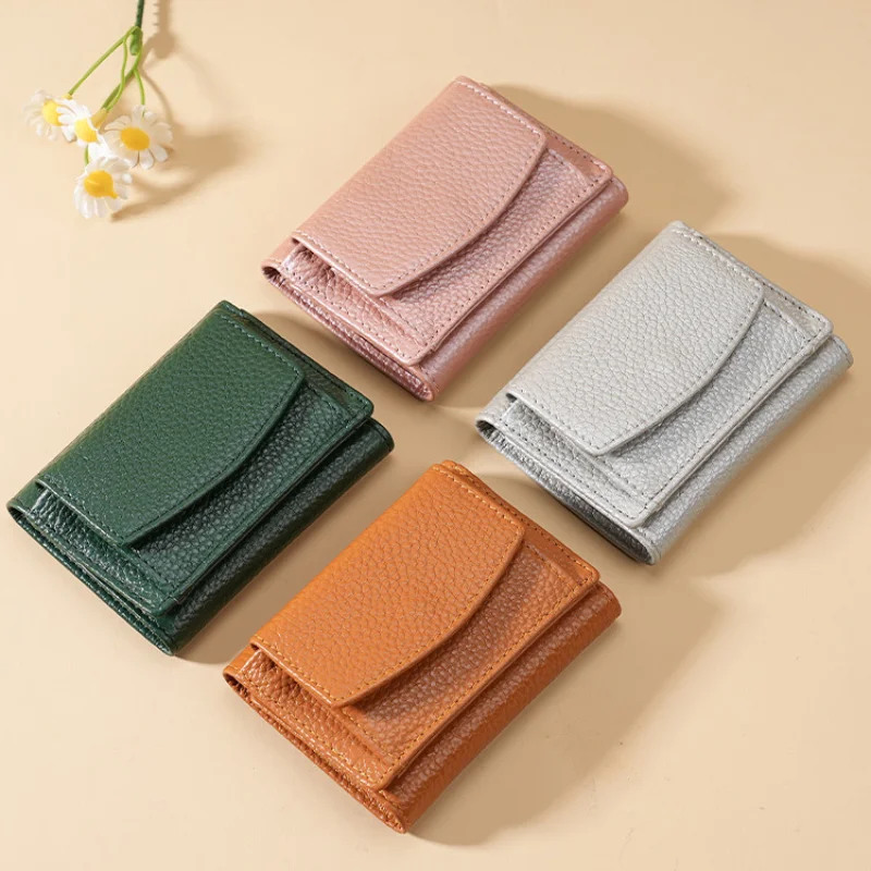 

Genuine Leather Women Purses with Coin Pocket High Quality Cowhide Short Mini Wallet Female Lady Best Gift Bag
