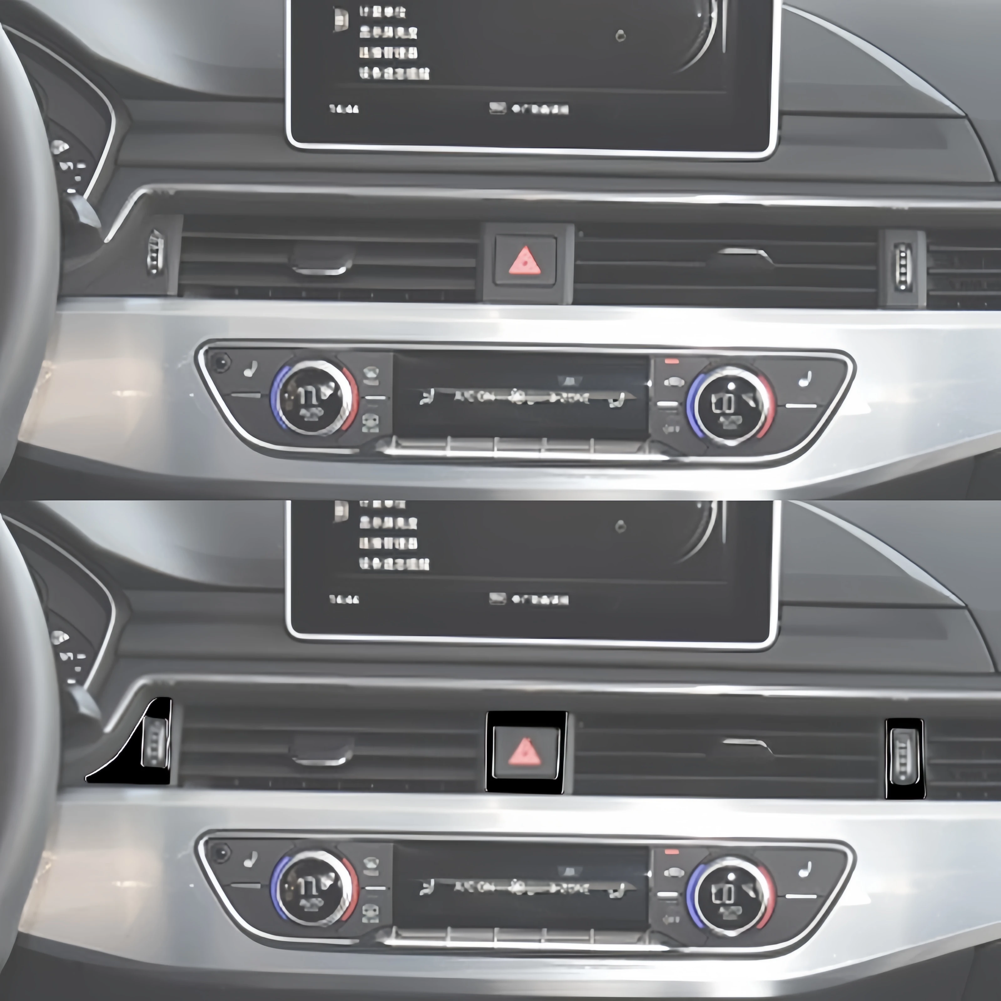 Фото Для Audi A4 B9 2017-2020: Накладка на центральный воздуховод с регулировкой потока воздуха, цвет черный глянец, для интерьера автомобиля, автоаксессуар №4