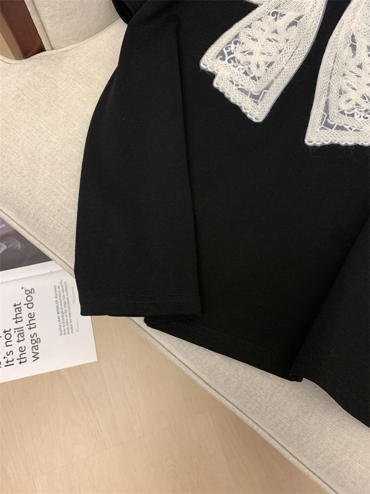 Женская футболка с коротким рукавом и бантом из натурального хлопка