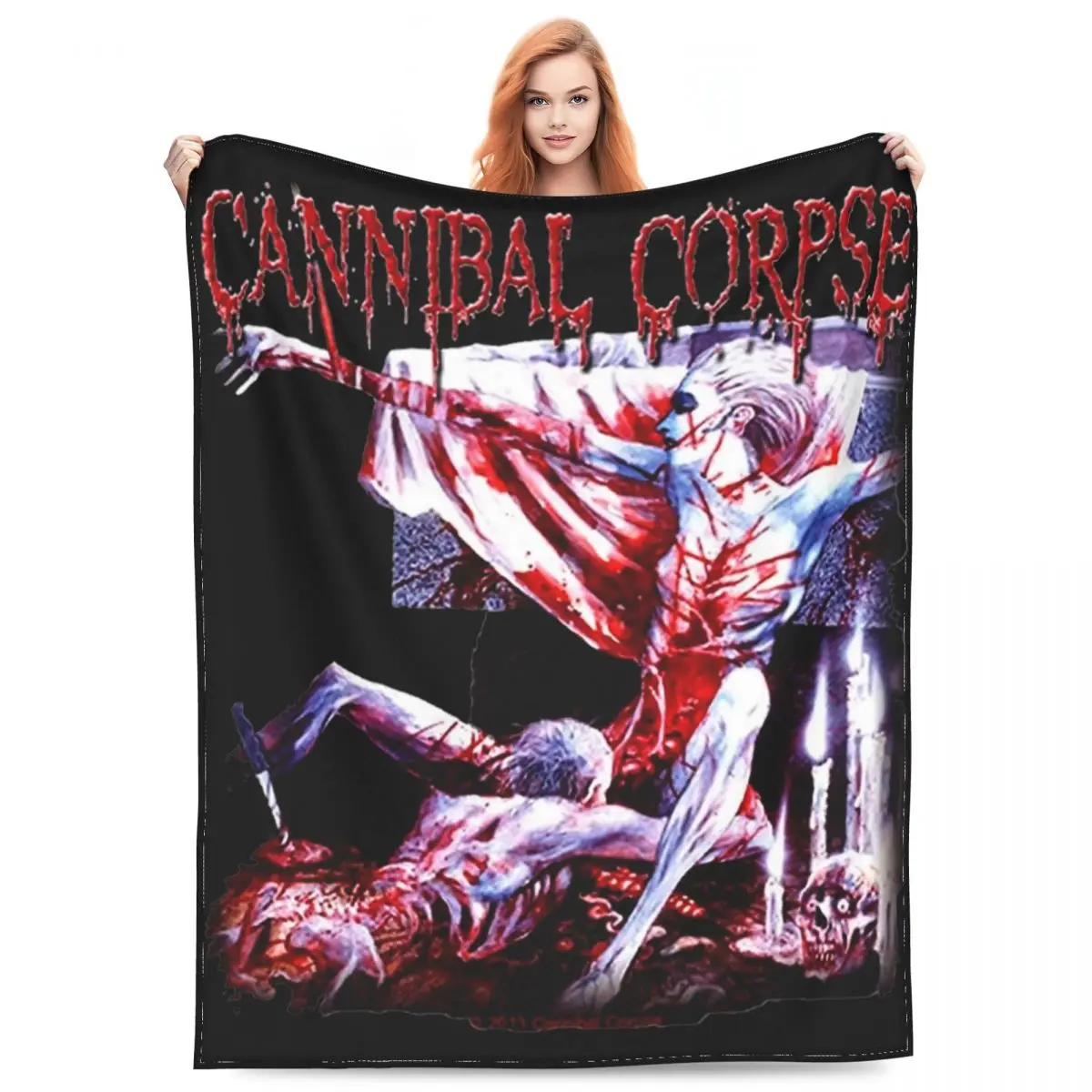 

Бархатное одеяло Cannibal с изображением рок-группы, плюшевое покрывало из кораллового флиса, покрывало для дивана из тяжелого металла, удобное теплое покрывало для офиса