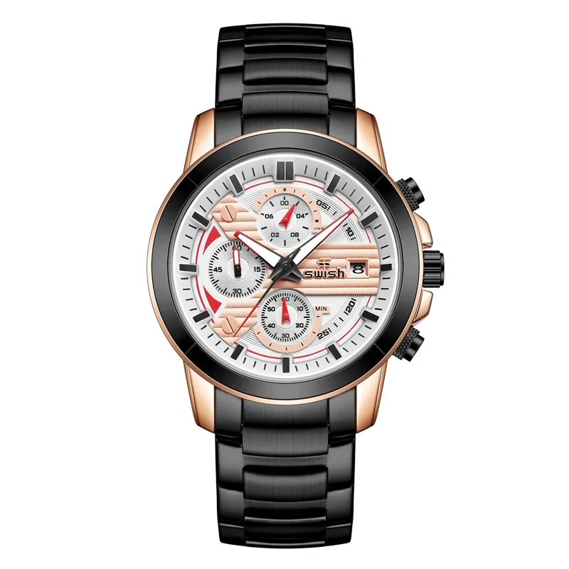 2023 Popular European and American multi-functional calendar sports waterproof steel belt men's watch quartz watch