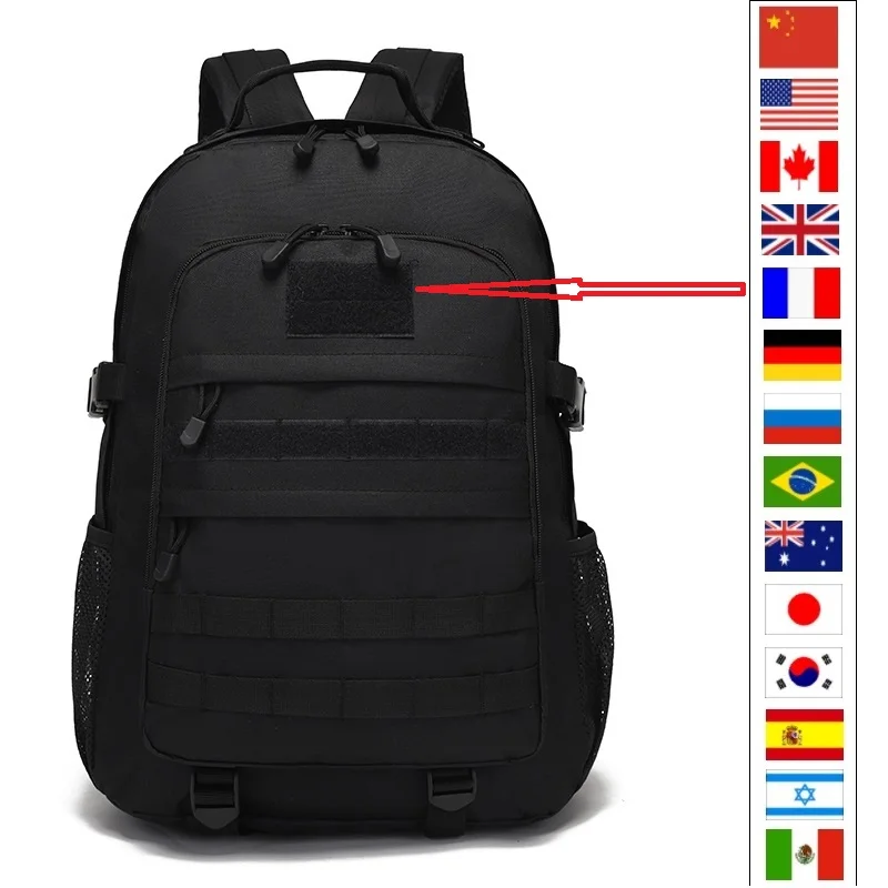 

Large Capacity Tactical Backpack Outdoor Travel Commuting Bag Camping Camouflage Bag Hiking Equipment Rucksacks Flag HOOk&LOOP