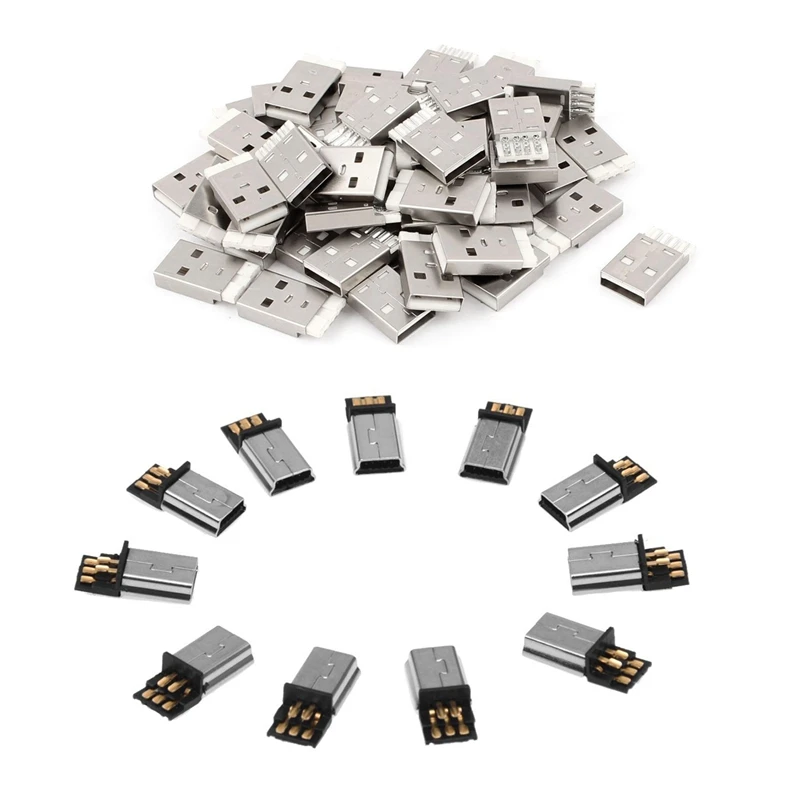

65 шт. «сделай сам», USB 2.0 тип A, паяльная штепсельная вилка, разъем, 55 шт., 4 контакта и 10 шт., 5 контактов