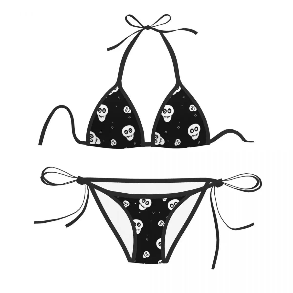 

Bikini Set Swimwear Women Swimsuit Sexy Push Up Swimming Bathing Suit Black Skull Beachwear Summer Brazilian