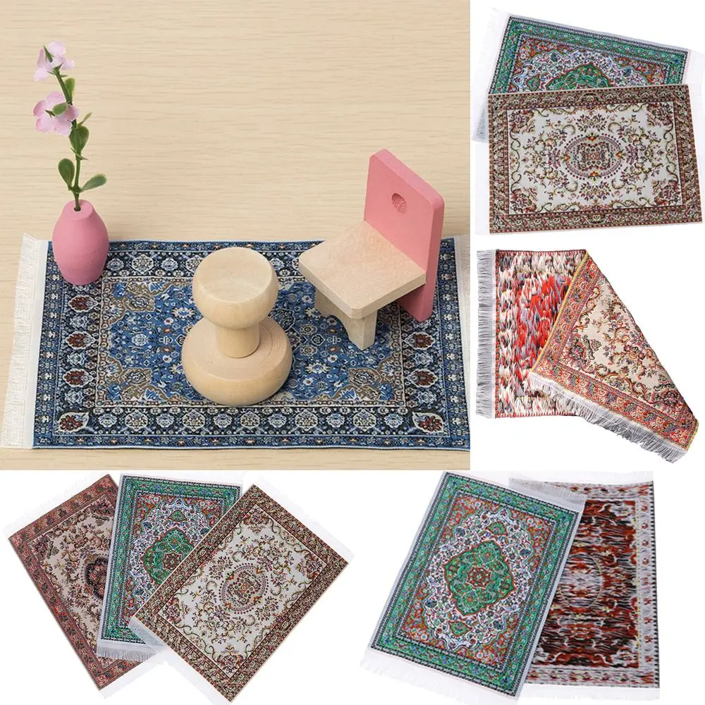 

1:12 Turkish Style Playing House Mini House Decor Floor Coverings Doll Accessories Dollhouse Carpet Miniature Weaving Rug Toys