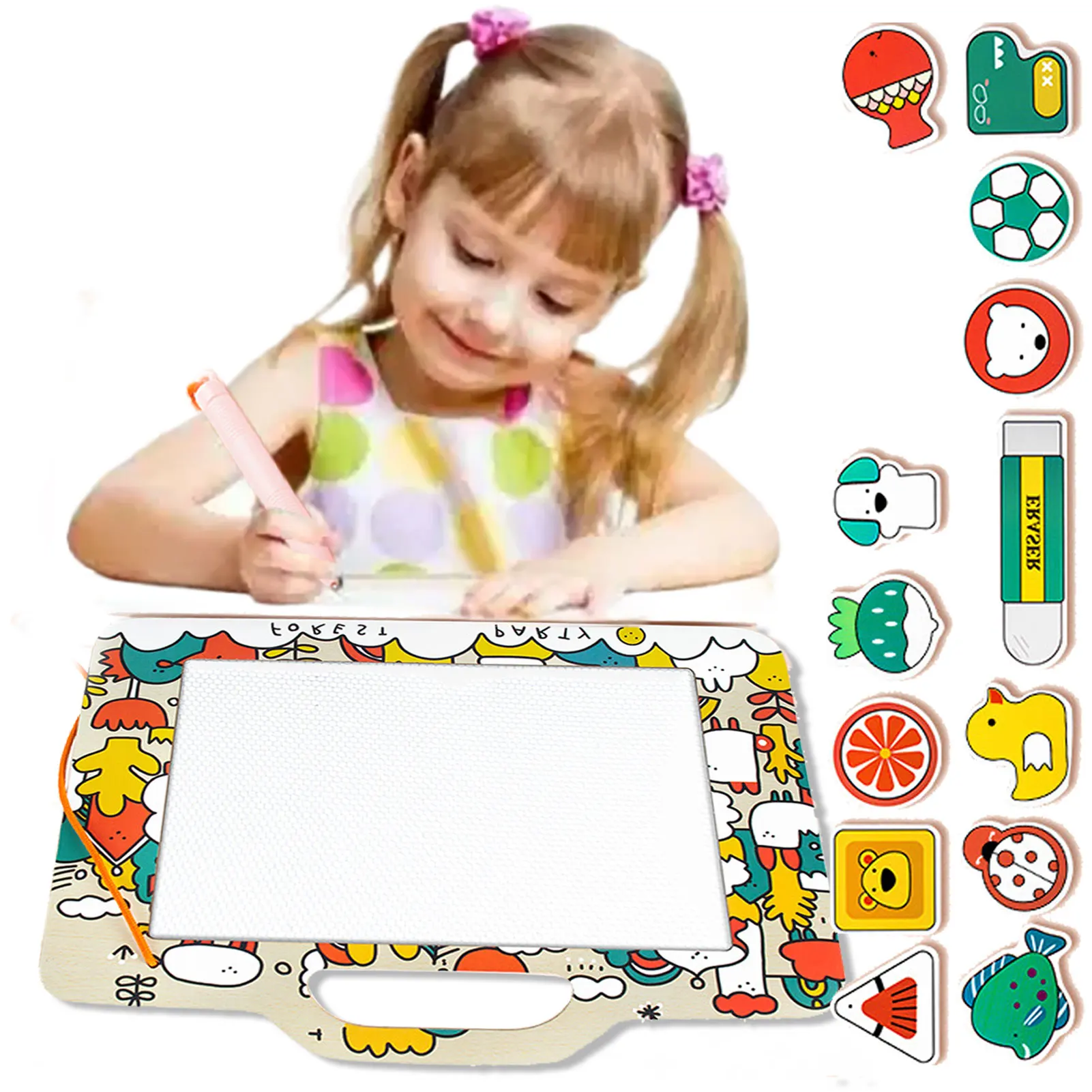 

Erasable Magnetic Drawing Board Doodle Board Writing Pad Toddler Drawing Board With Magnetic Stamps For Travel Home Classroom
