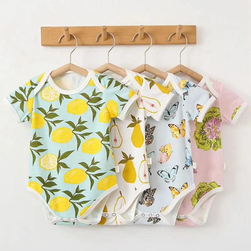 

Summer Newborn Infant Baby Boys Girls Romper Thin Infant Romper Playsuit Jumpsuit Fruit Print Baby Clothing