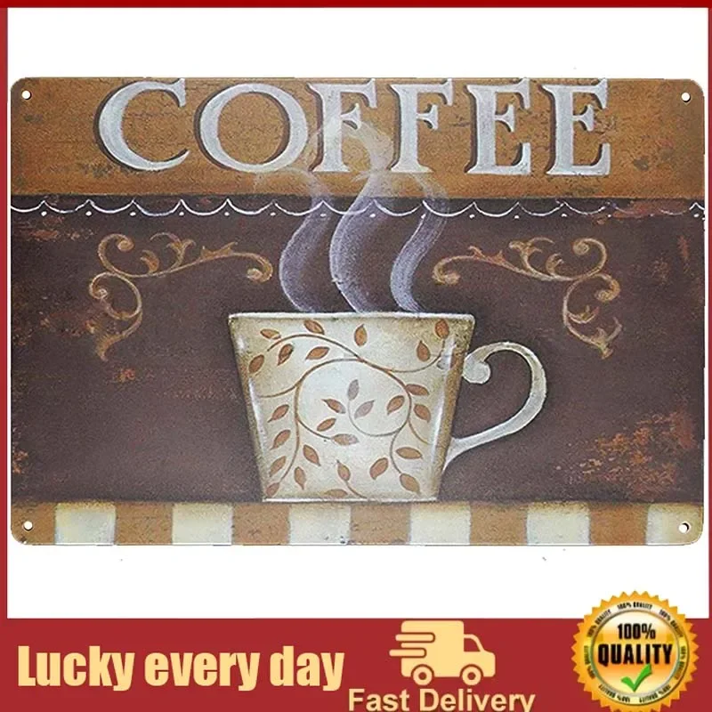 

Coffee Wall Decor Retro Vintage Metal Tin Signs Home Bar Counter Shop Decorations Coffee Sign Gift Series for Kitchen Cafe Diner