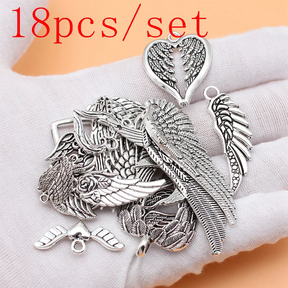 

Wing Charms For Jewelry Making Necklace Accessories Wholesale 18pcs/set