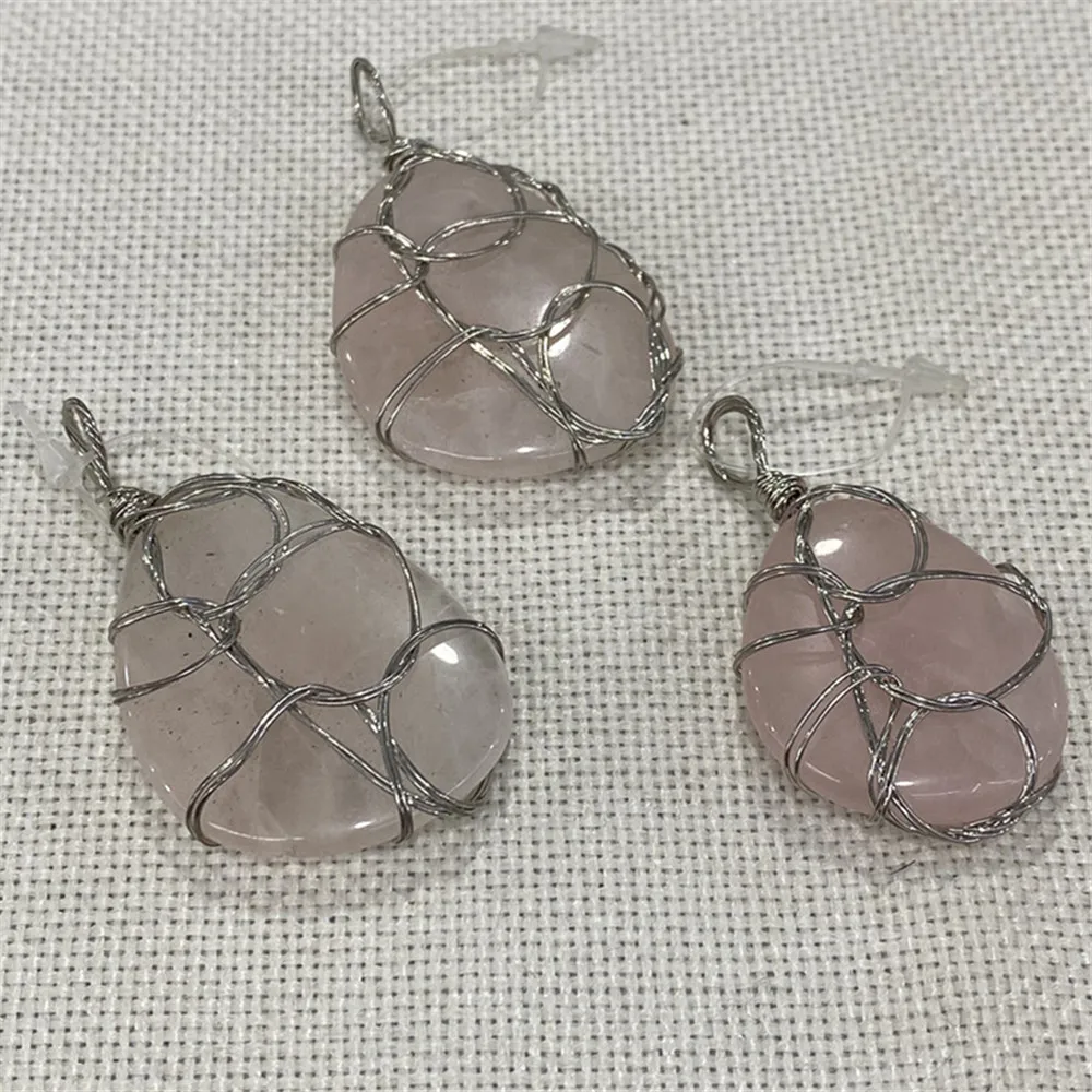

Natural Stone Quartz Pendulum Pendant Reiki Healing Jewelry Line Winding Fluorite Powder Crystal Necklace Chakra Pendulum