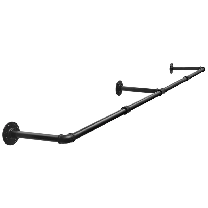 

Wall Clothes Rail, Pipe Clothes Rack Wall Hanger For Clothes Storage, Industrial Detachable Clothes Rack, 184Cm Black