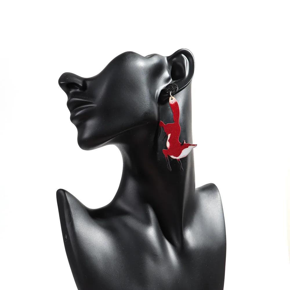 Деревянные серьги-капельки лиса